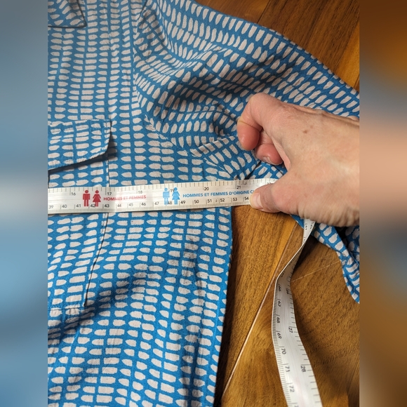 ANTHROPOLOGIE MAEVE Jemima Midi Shirt Dress Tie Waist Blue White Size 10 GUC - Picture 5 of 10